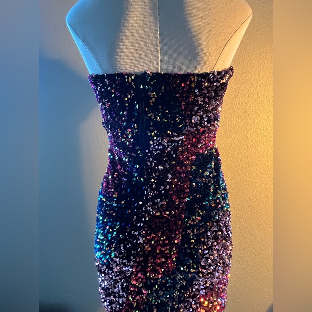 MNG -  Multicolor Sequin mini dress - size small - very sparkly! - Picture 5 of 6